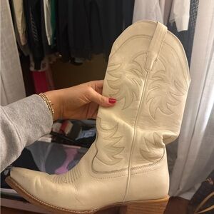 Tecovas Cream Heeled Western Boots